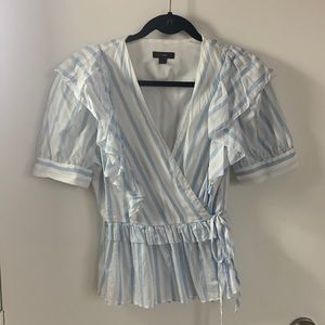 J Crew Ruffle Wrap Puff Sleeve top